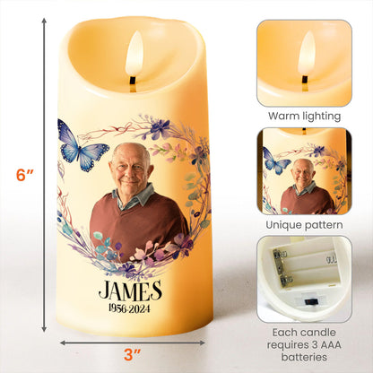 Your Light Will Always Shine In My Heart With Butterflies And Flowers - Personalized Custom LED Candle - HME077_LECA