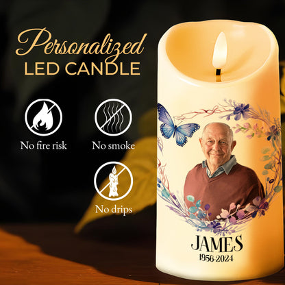 Your Light Will Always Shine In My Heart With Butterflies And Flowers - Personalized Custom LED Candle - HME077_LECA