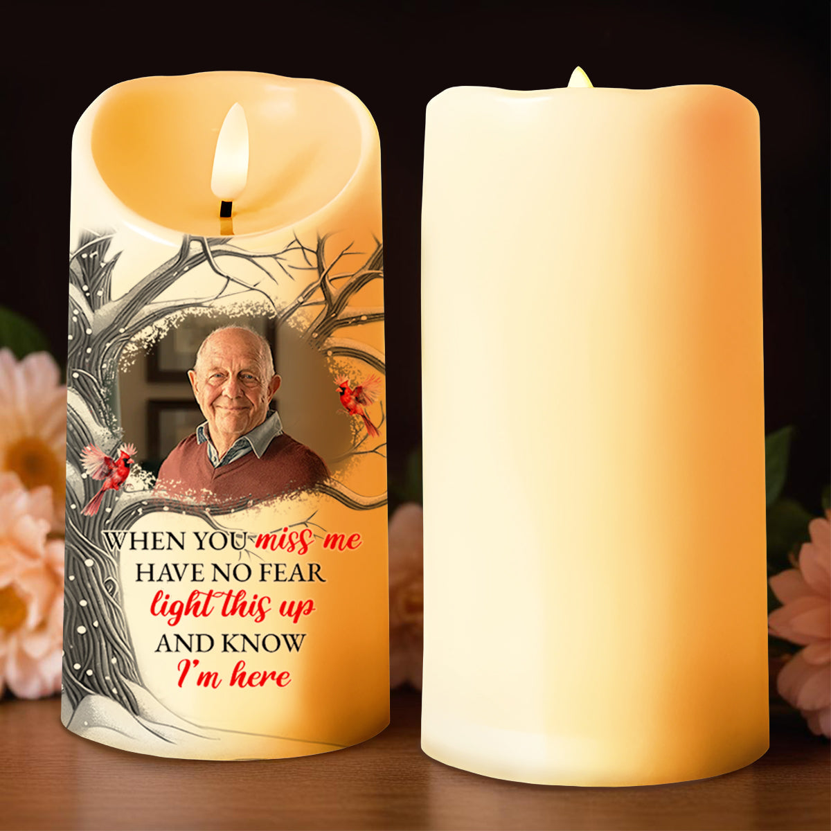 When You Miss Me Light This And Know I'm Here - Personalized Custom LED Candle - HME078_LECA
