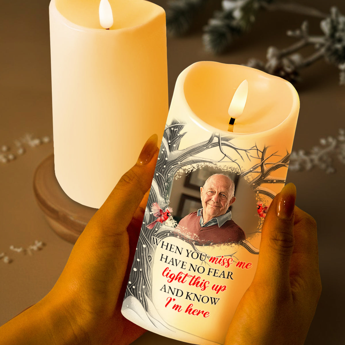 When You Miss Me Light This And Know I'm Here - Personalized Custom LED Candle - HME078_LECA