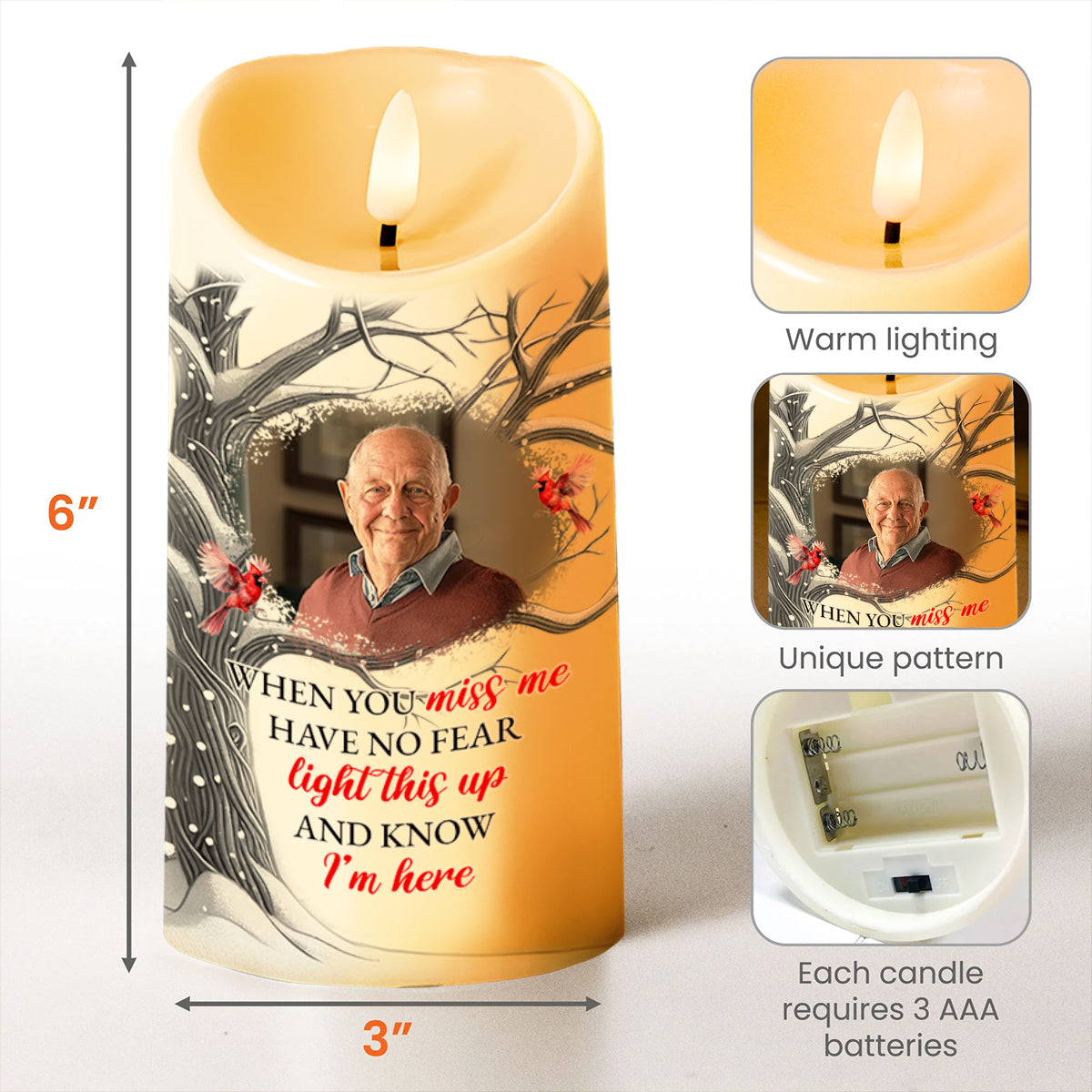 When You Miss Me Light This And Know I'm Here - Personalized Custom LED Candle - HME078_LECA