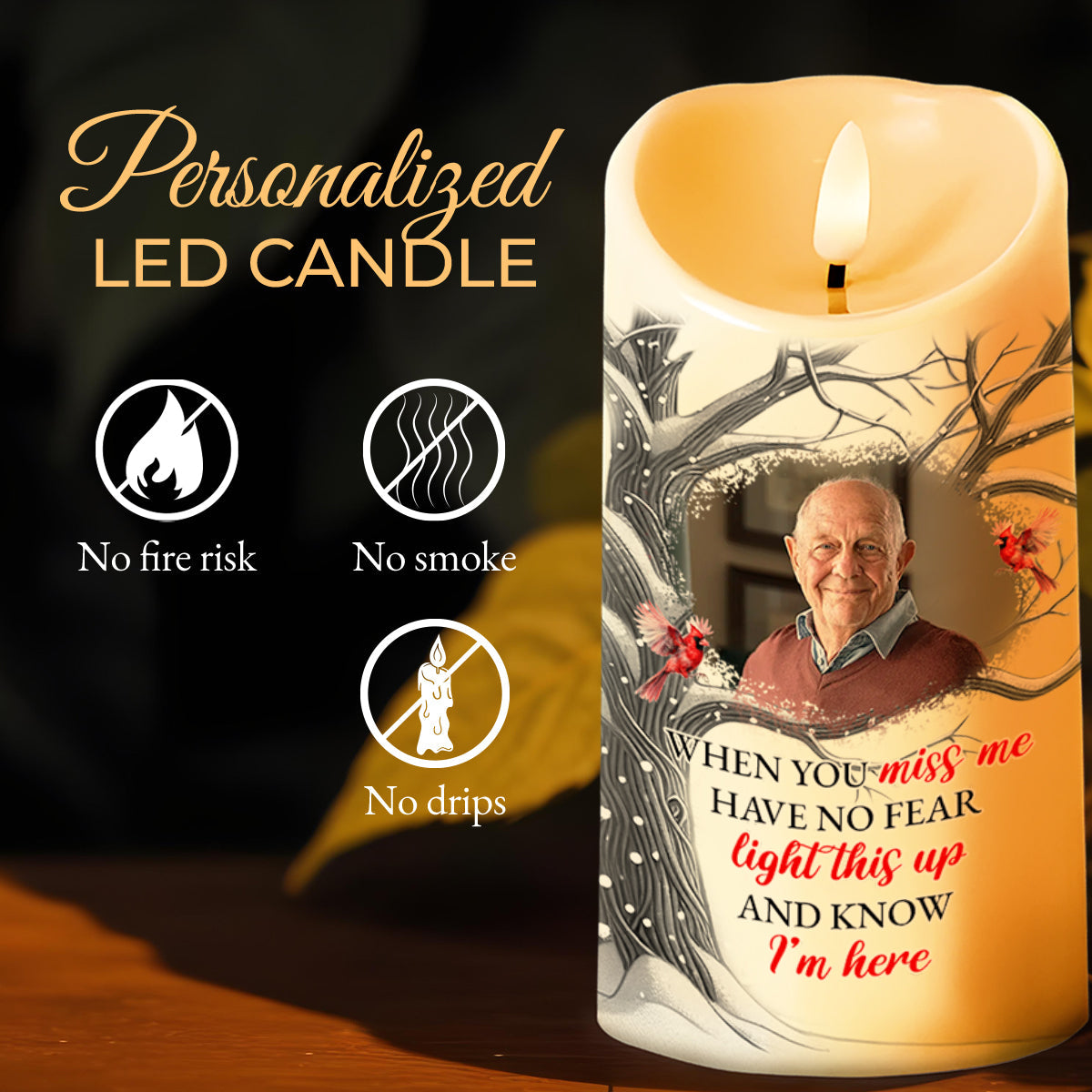 When You Miss Me Light This And Know I'm Here - Personalized Custom LED Candle - HME078_LECA