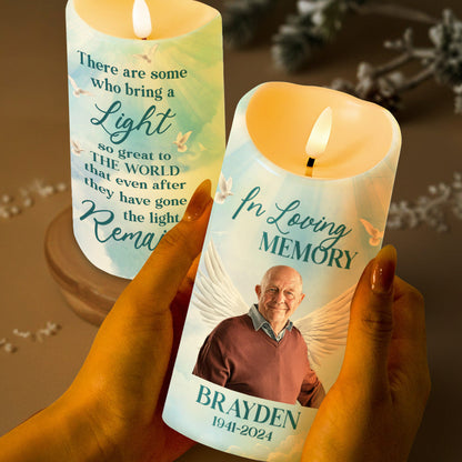 In Loving Memory Light And Wings Tribute Candle - Personalized Custom LED Candle - HME079_LECA