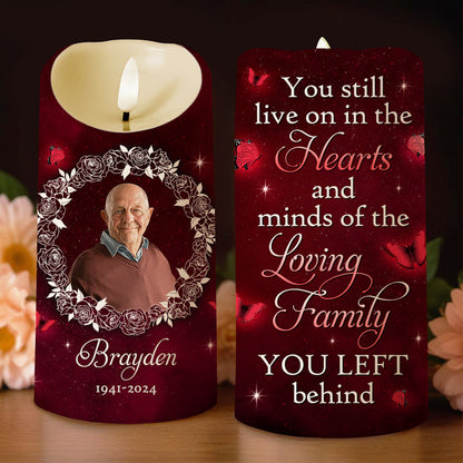 Hearts And Minds Of The Loving Family, Butterflies And Roses - Personalized Custom LED Candle - HME080_LECA