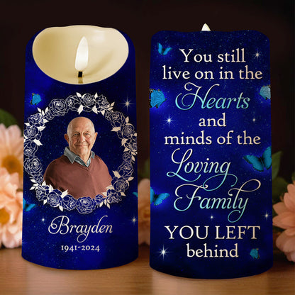 Hearts And Minds Of The Loving Family, Butterflies And Roses - Personalized Custom LED Candle - HME080_LECA