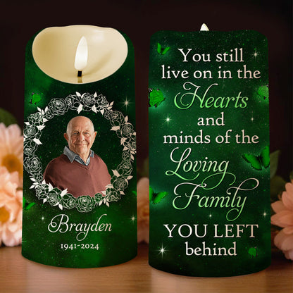 Hearts And Minds Of The Loving Family, Butterflies And Roses - Personalized Custom LED Candle - HME080_LECA