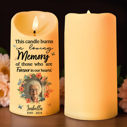 Loving Memory Forever In Our Hearts Candle - Personalized Custom LED Candle - HME081_LECA