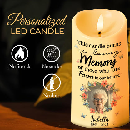 Loving Memory Forever In Our Hearts Candle - Personalized Custom LED Candle - HME081_LECA
