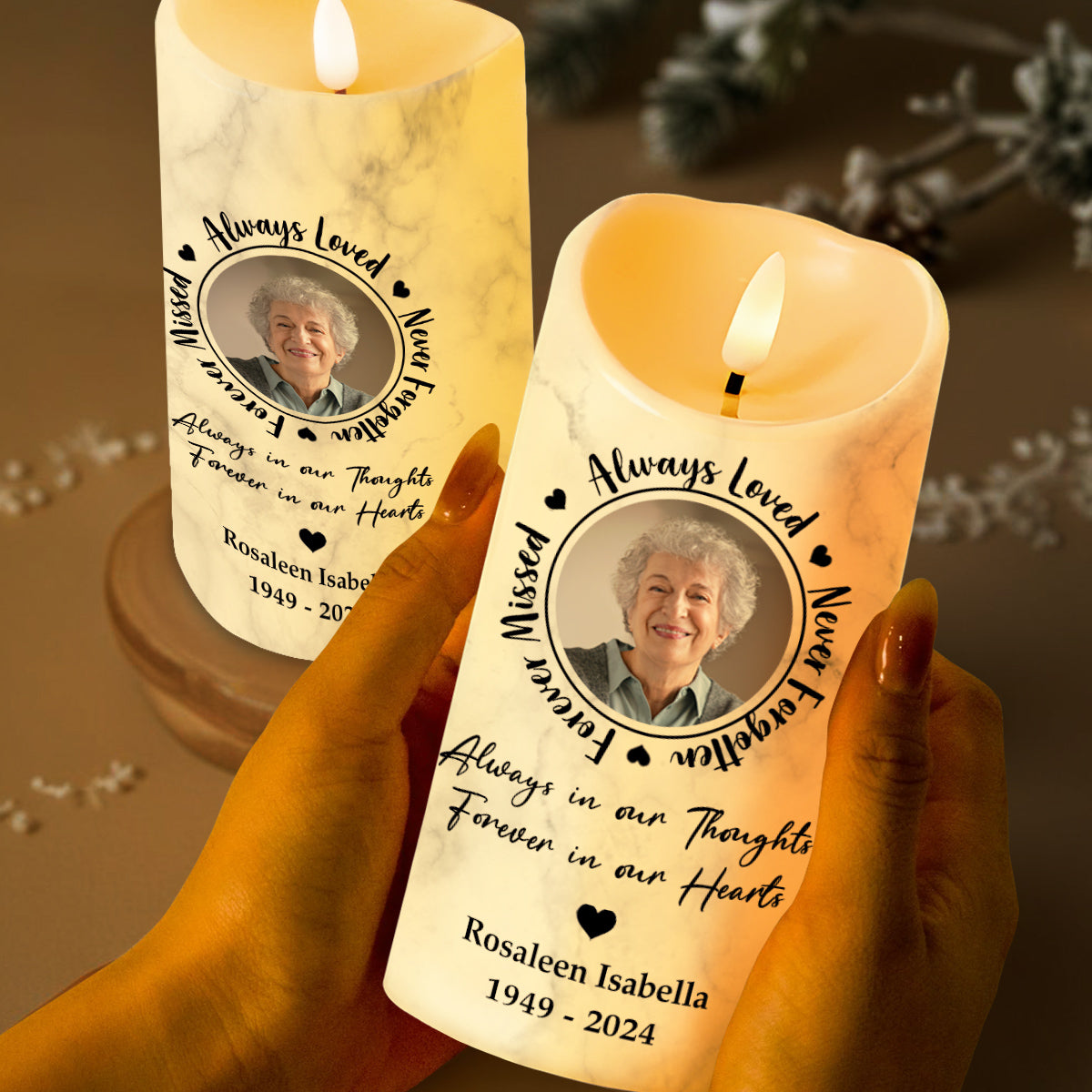 Always Loved, Never Forgotten Memorial LED Candle - Personalized Custom LED Candle - HME083_LECA