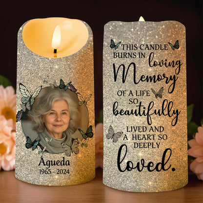 Memorial LED Candle With Butterflies And Loving Message - Personalized Custom LED Candle - HME084_LECA