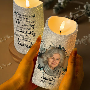 Memorial LED Candle With Butterflies And Loving Message - Personalized Custom LED Candle - HME084_LECA