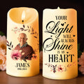 Your Light Will Always Shine In My Heart Memorial Candle - Personalized Custom LED Candle - HME086_LECA
