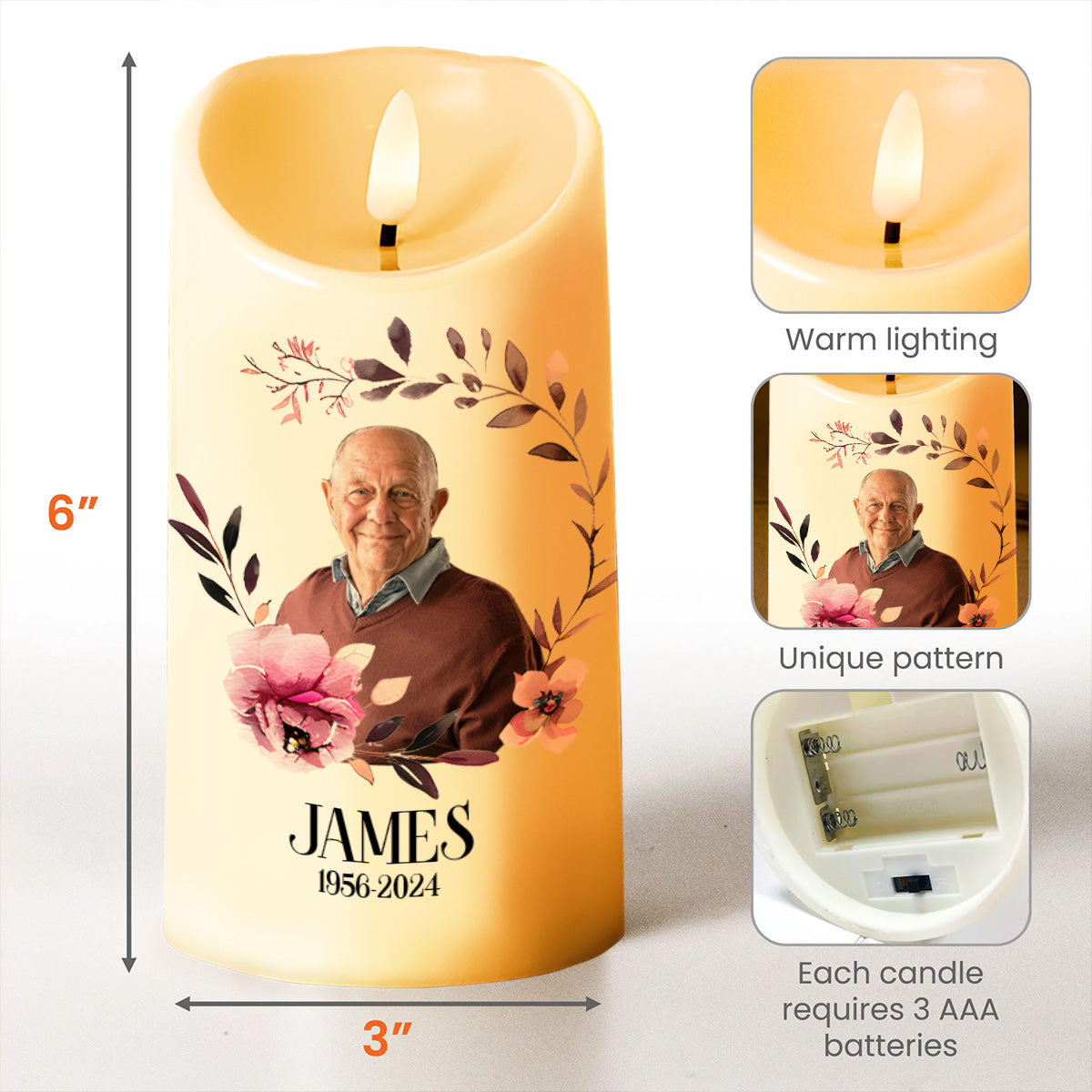 Your Light Will Always Shine In My Heart Memorial Candle - Personalized Custom LED Candle - HME086_LECA
