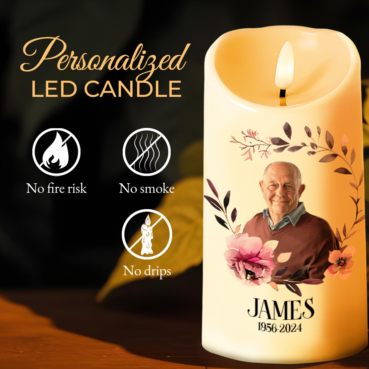 Your Light Will Always Shine In My Heart Memorial Candle - Personalized Custom LED Candle - HME086_LECA