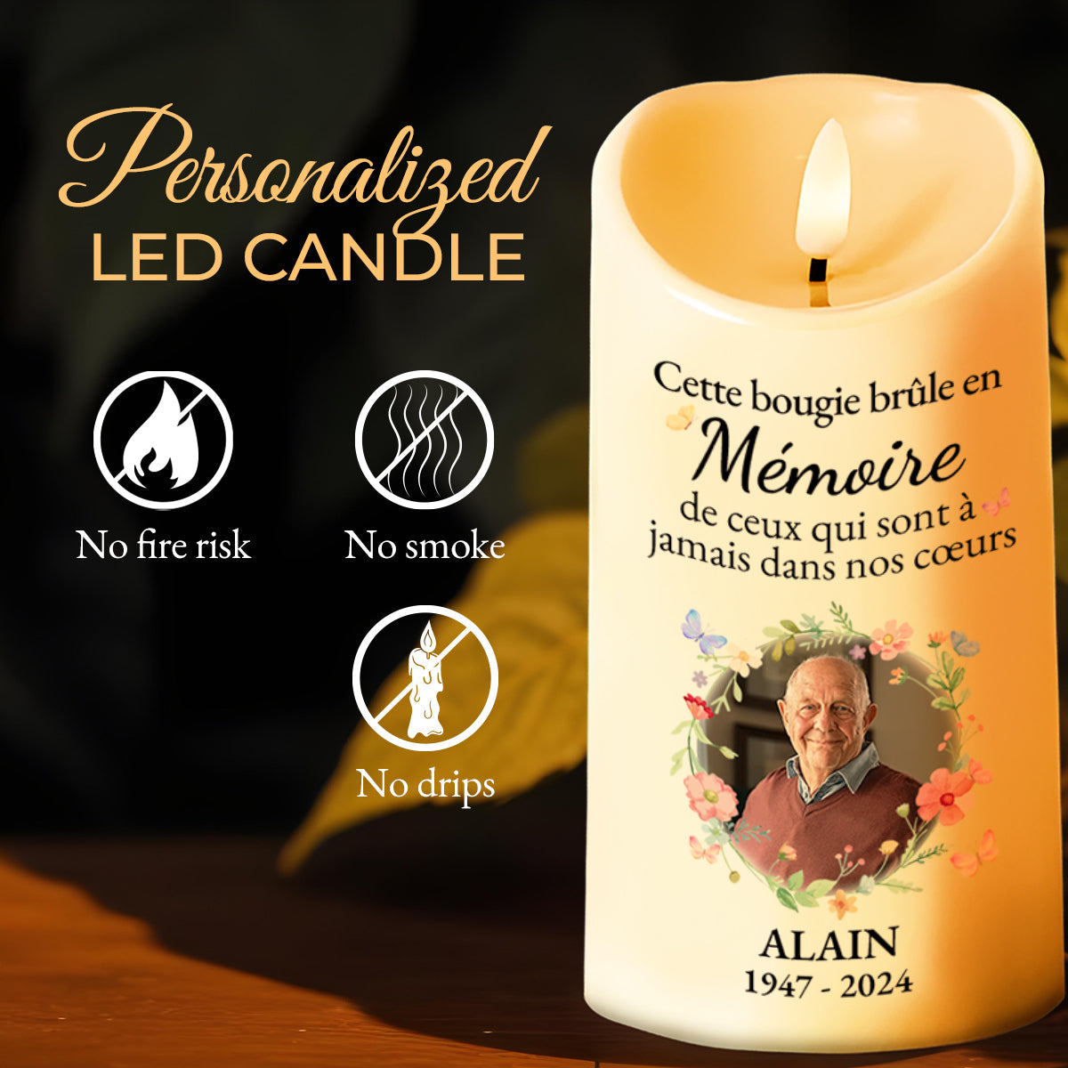 Lighting Up Memories LED Candle For Memorials And Celebrations - Personalized Custom LED Candle - HME087_LECA