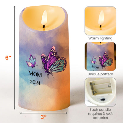 Loving Memory Light, Always With You Butterfly Design - Personalized Custom LED Candle - HME092_LECA