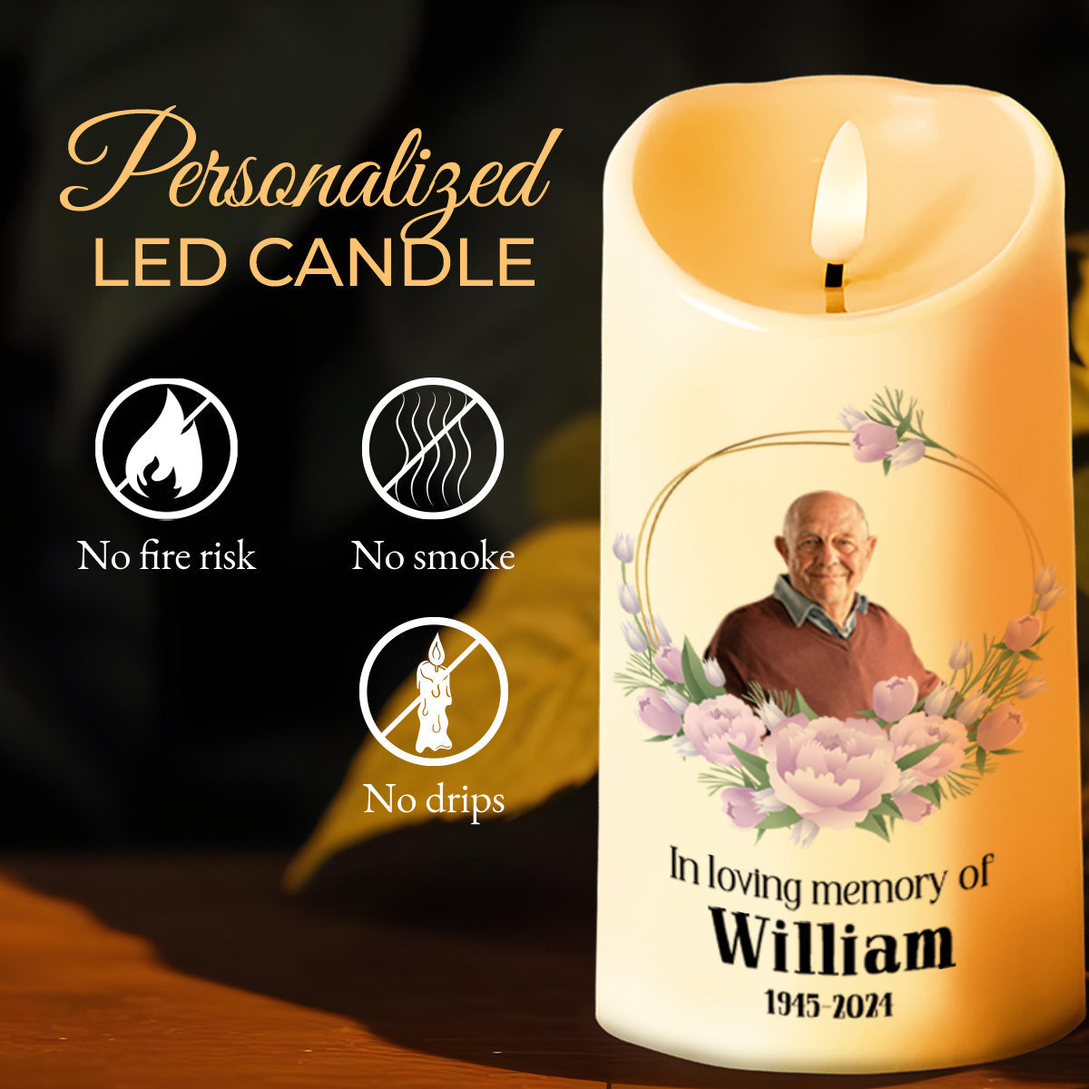 Light Great To The World Memorial LED Candle - Personalized Custom LED Candle - HME093_LECA