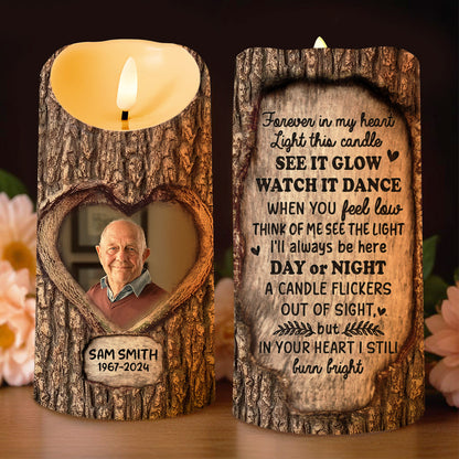Forever In My Heart, See It Glow, Watch It Dance - Personalized Custom LED Candle - HME101_LECA
