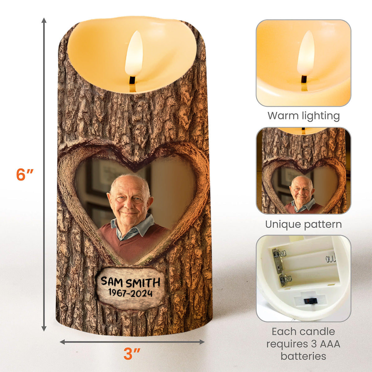 Forever In My Heart, See It Glow, Watch It Dance - Personalized Custom LED Candle - HME101_LECA