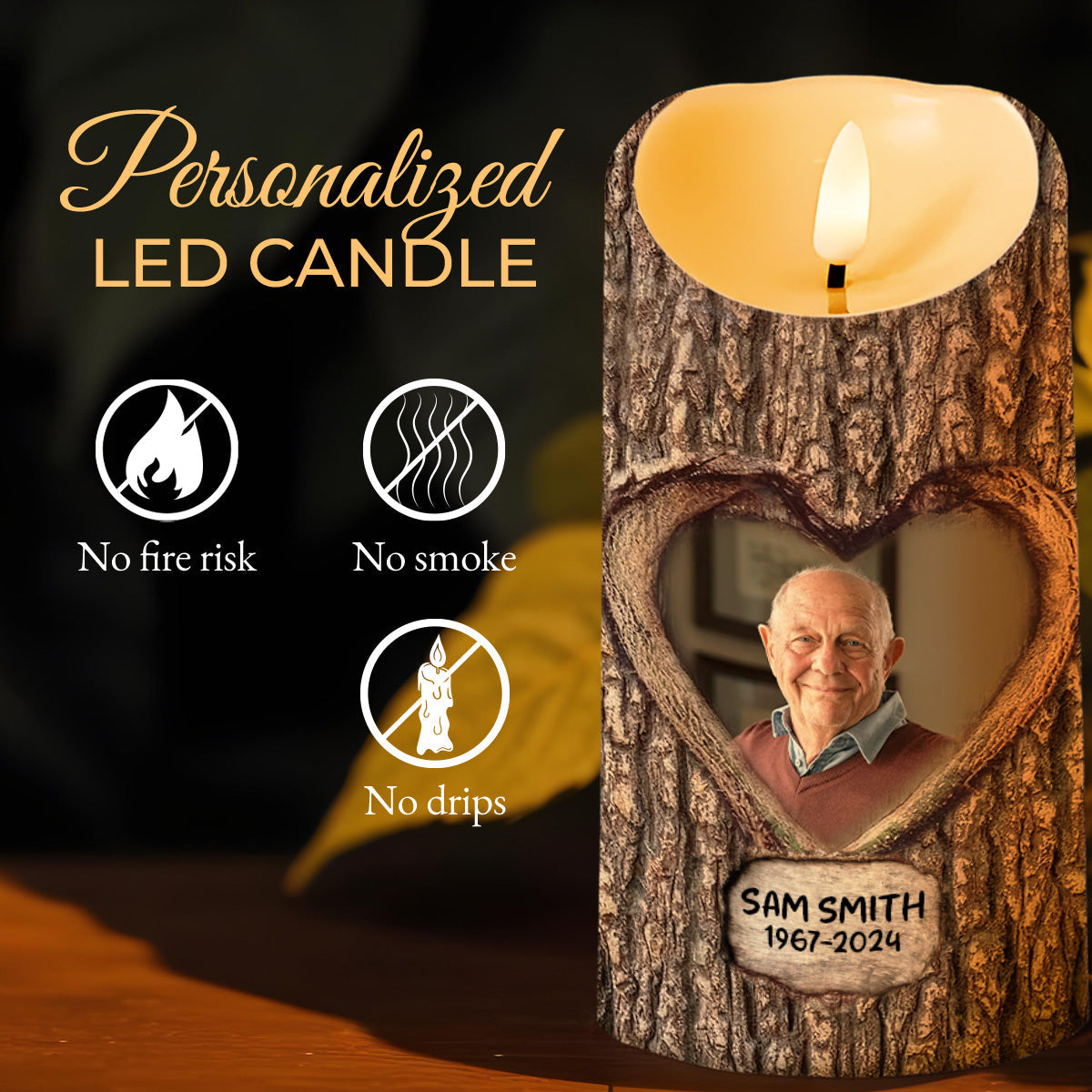 Forever In My Heart, See It Glow, Watch It Dance - Personalized Custom LED Candle - HME101_LECA