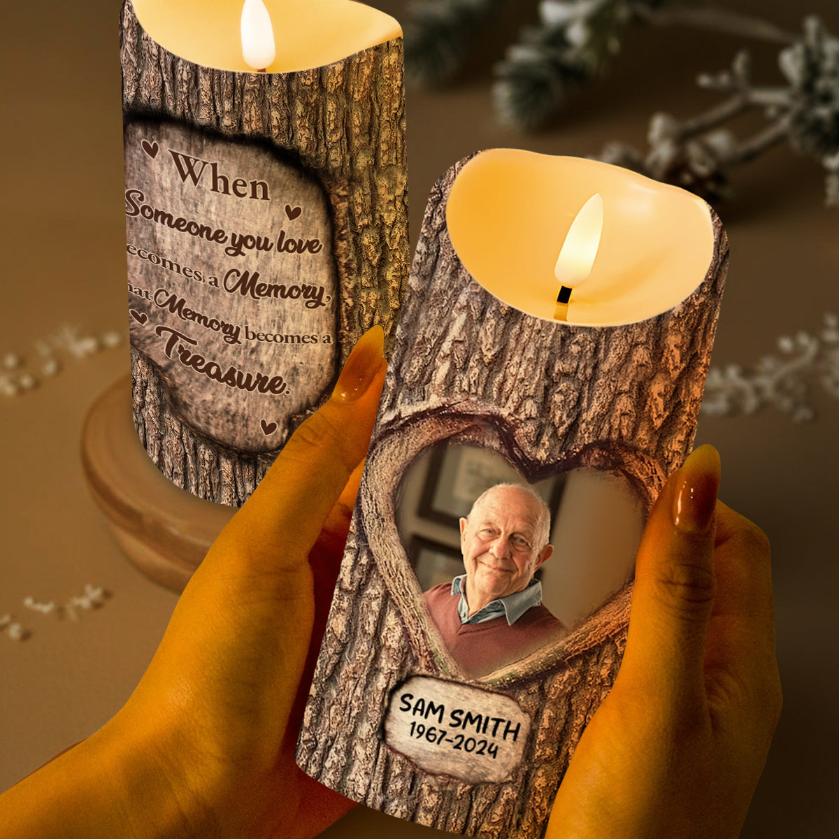 When Someone You Love Becomes a Memory Treasure Candle - Personalized Custom LED Candle - HME102_LECA