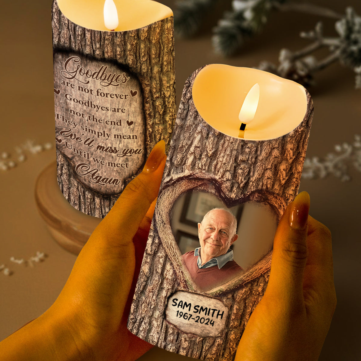 Goodbyes Not The End, We'll Miss You Until We Meet Again Photo Frame - Personalized Custom LED Candle - HME106_LECA