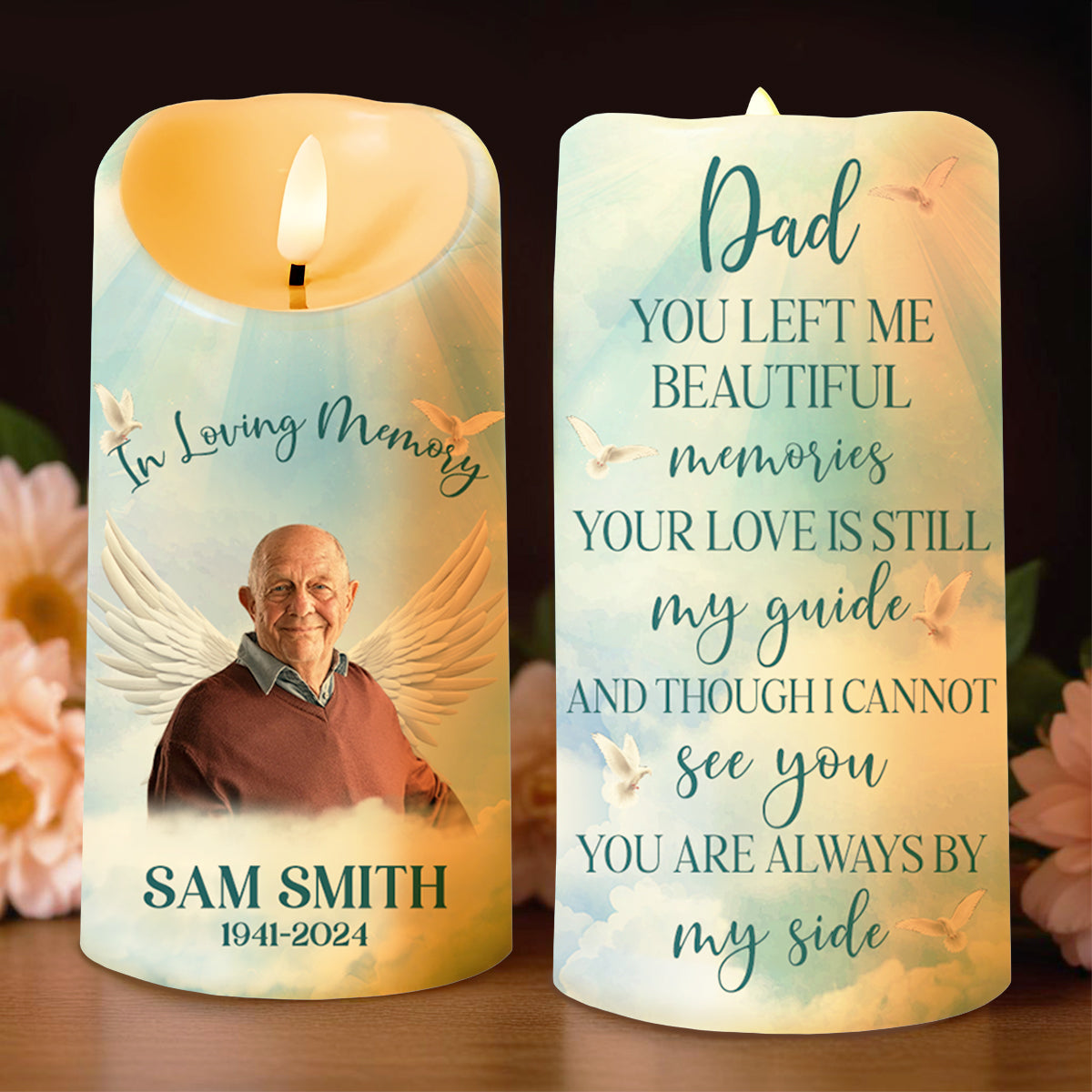 Love As A Guide, Beautiful Memories Always By My Side - Personalized Custom LED Candle - HME110_LECA