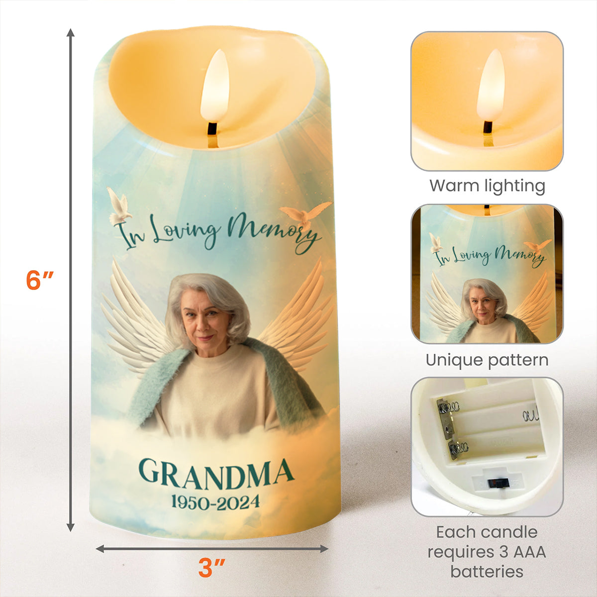 Those We Love Don't Go Away Memorial Candle - Personalized Custom LED Candle - HME112_LECA