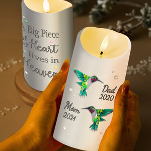 A Big Piece of My Heart Lives in Heaven With Hummingbirds - Personalized Custom LED Candle - HME121_LECA