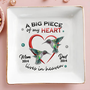 A Big Piece Of My Heart Lives In Heaven With Hummingbirds - Personalized Custom Jewelry Dish - HME121_SCRD