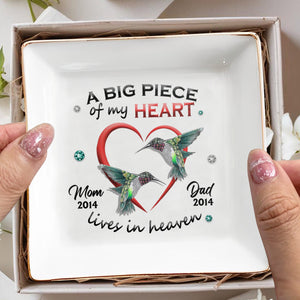 A Big Piece Of My Heart Lives In Heaven With Hummingbirds - Personalized Custom Jewelry Dish - HME121_SCRD