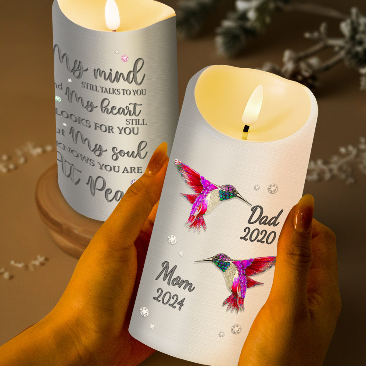 My Mind Talks, My Heart Searches, Soul at Peace - Personalized Custom LED Candle - HME123_LECA