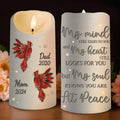 Red Cardinal Memorial Text Soul At Peace - Personalized Custom LED Candle - HME124_LECA