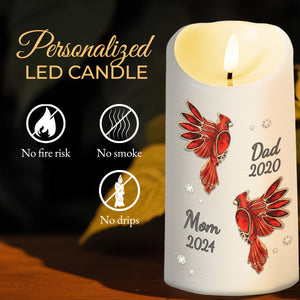 Red Cardinal Memorial Text Soul At Peace - Personalized Custom LED Candle - HME124_LECA