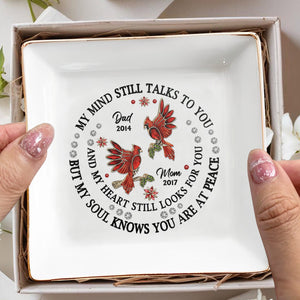 My Mind Still Talks To You Cardinal And Flowers Design - Personalized Custom Jewelry Dish - HME124_SCRD