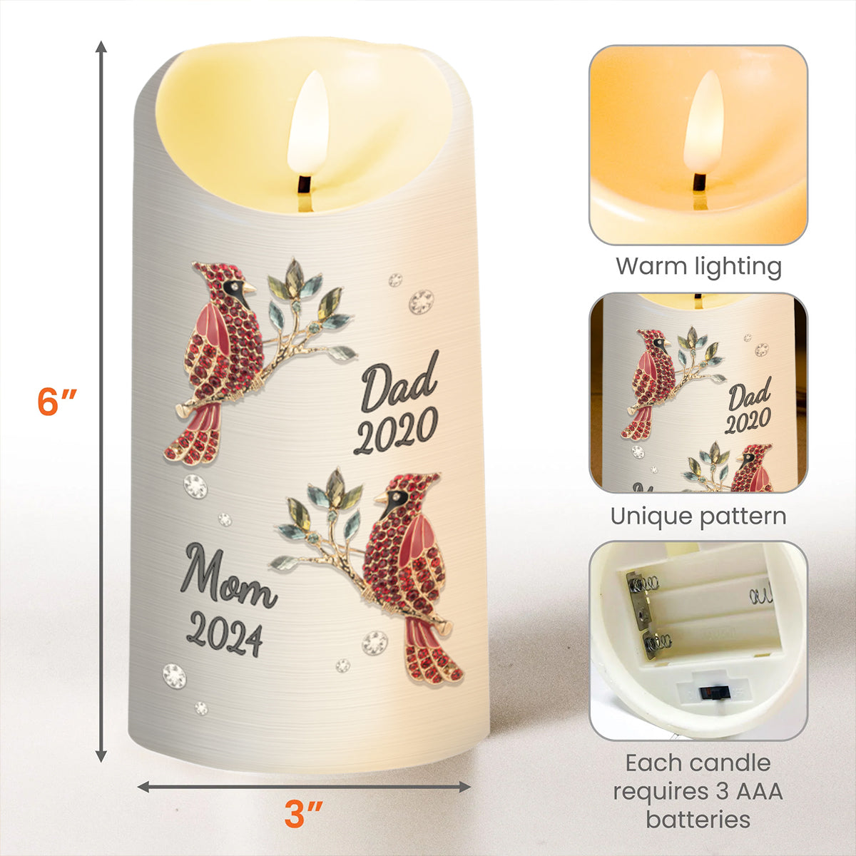 My Soul Knows You Are At Peace With Decorative Birds and Flowers - Personalized Custom LED Candle - HME125_LECA
