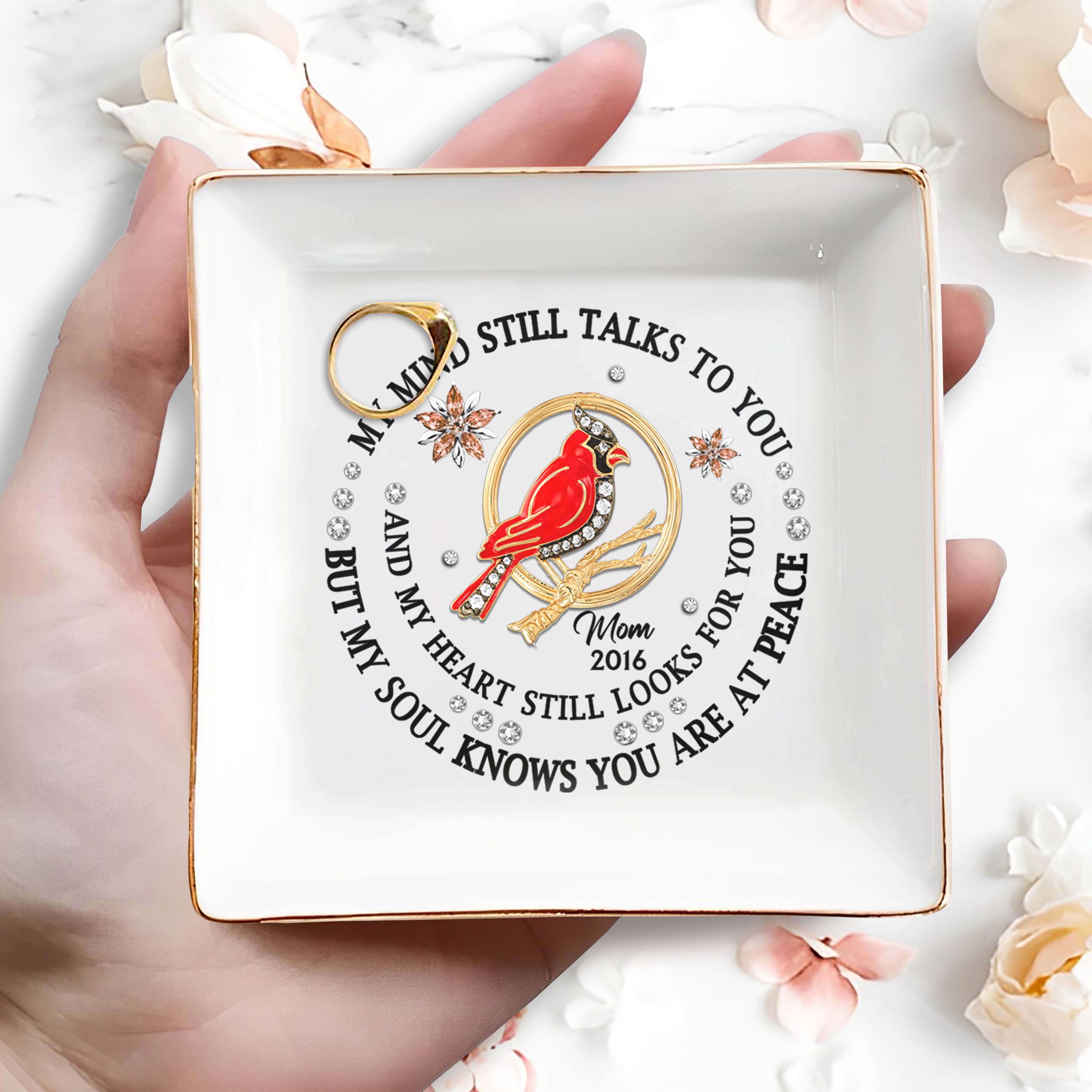 Cardinal Peace Memorial Custom Dish - Personalized Custom Jewelry Dish - HME126_SCRD