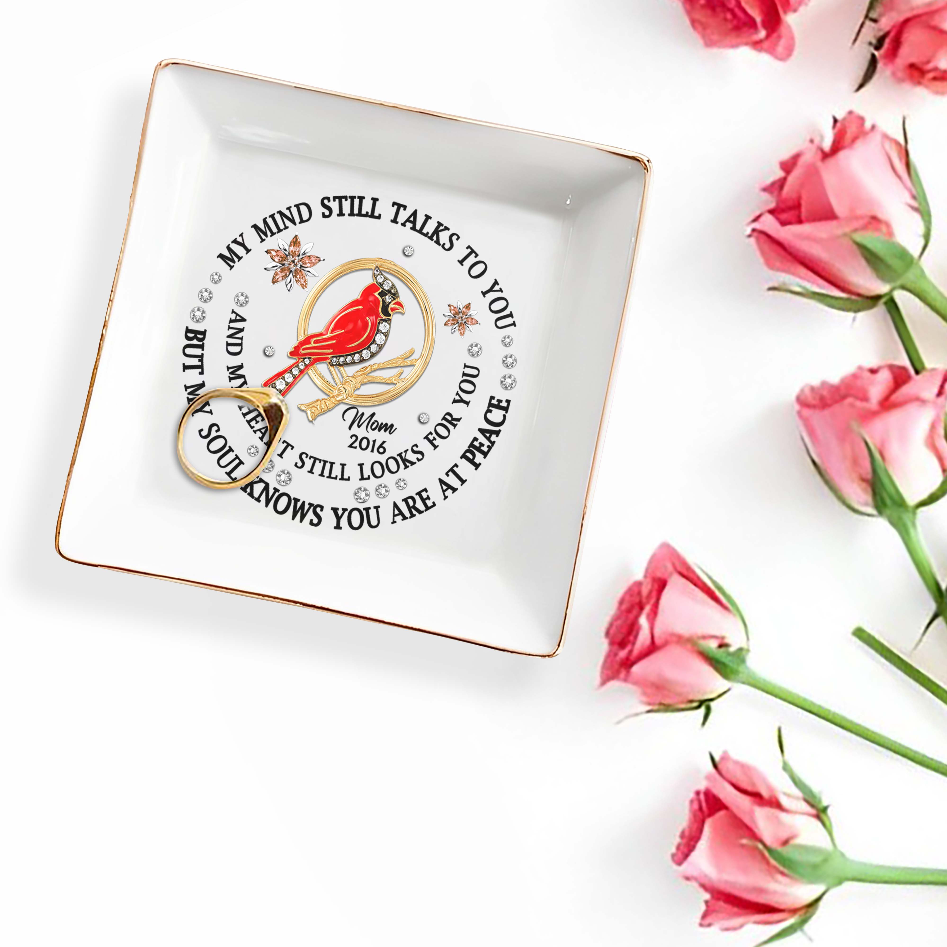 Cardinal Peace Memorial Custom Dish - Personalized Custom Jewelry Dish - HME126_SCRD