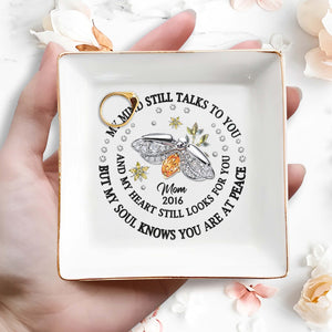 My Mind Talks To You Bee And Flowers Memorial Dish - Personalized Custom Jewelry Dish - HME127_SCRD