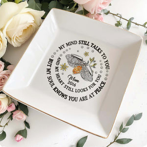 My Mind Talks To You Bee And Flowers Memorial Dish - Personalized Custom Jewelry Dish - HME127_SCRD