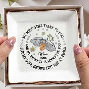 My Mind Talks To You Bee And Flowers Memorial Dish - Personalized Custom Jewelry Dish - HME127_SCRD
