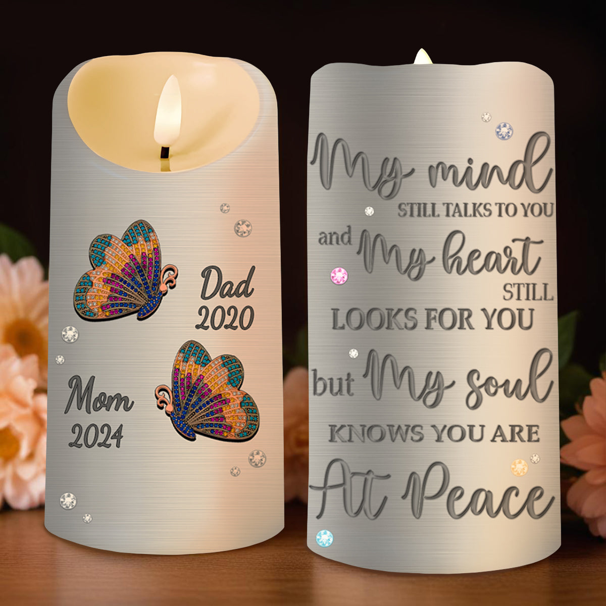 My Soul Knows You Are At Peace Butterflies LED Candle - Personalized Custom LED Candle - HME128_LECA
