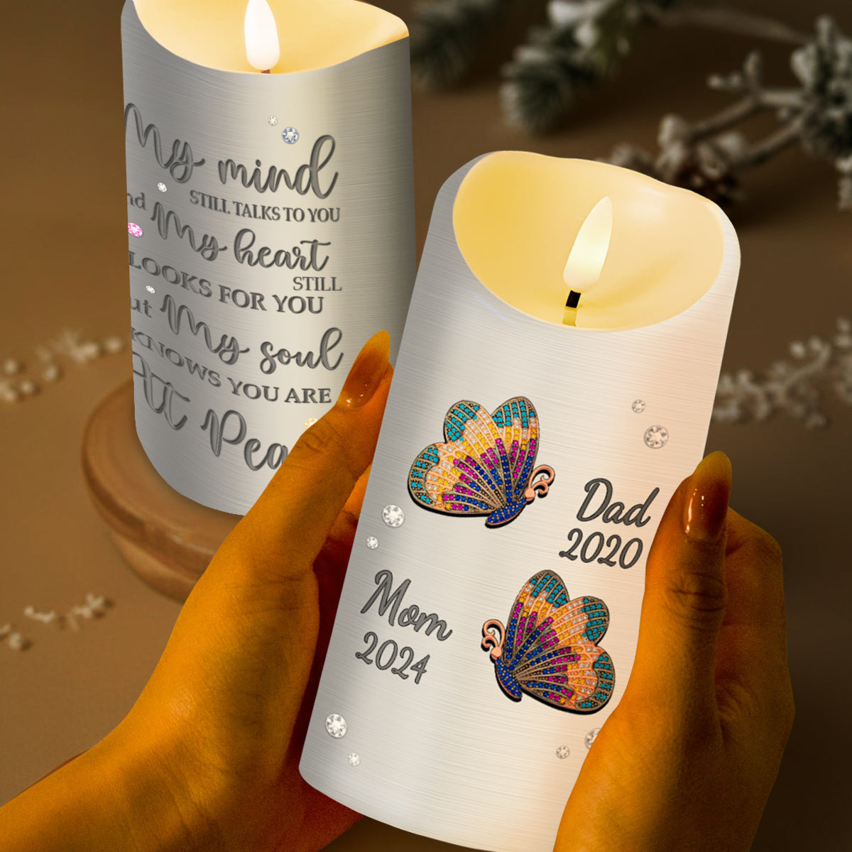 My Soul Knows You Are At Peace Butterflies LED Candle - Personalized Custom LED Candle - HME128_LECA