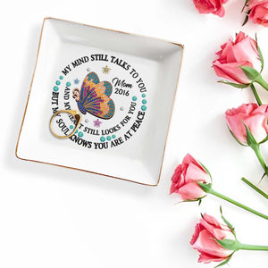 Butterfly Jewel Design With Heartfelt Message - Personalized Custom Jewelry Dish - HME128_SCRD