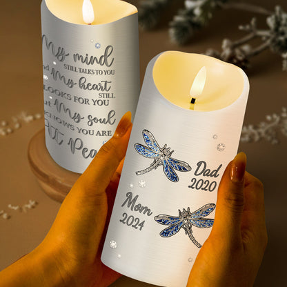 Soulful Remembrance LED Candle With Dragonflies And Flowers - Personalized Custom LED Candle - HME129_LECA