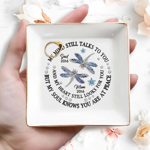 Dragonflies Memorial Custom Jewelry Dish In Memory Of Loved Ones - Personalized Custom Jewelry Dish - HME129_SCRD