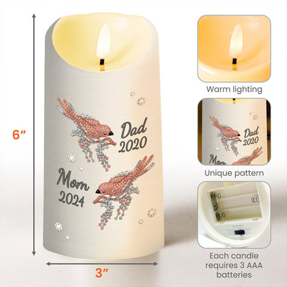 My Mind Still Talks to You Memorial Candle With Birds and Flowers - Personalized Custom LED Candle - HME130_LECA