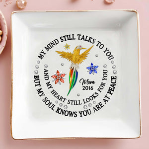 My Mind Talks to You, Soul At Peace Hummingbird Dish - Personalized Custom Jewelry Dish - HME133_SCRD
