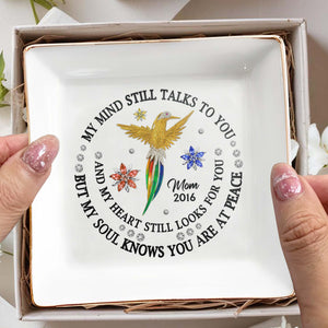 My Mind Talks to You, Soul At Peace Hummingbird Dish - Personalized Custom Jewelry Dish - HME133_SCRD