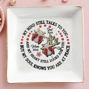 Memorial Jewelry Dish With Ladybugs And Flowers - Personalized Custom Jewelry Dish - HME134_SCRD
